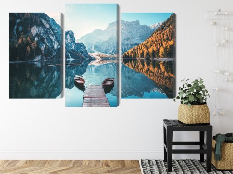 Obraz Wieloczęściowy Jezioro Braies We Włoskich Dolomitach 3D Obraz Wieloczęściowy Jezioro Braies We Włoskich Dolomitach 3D