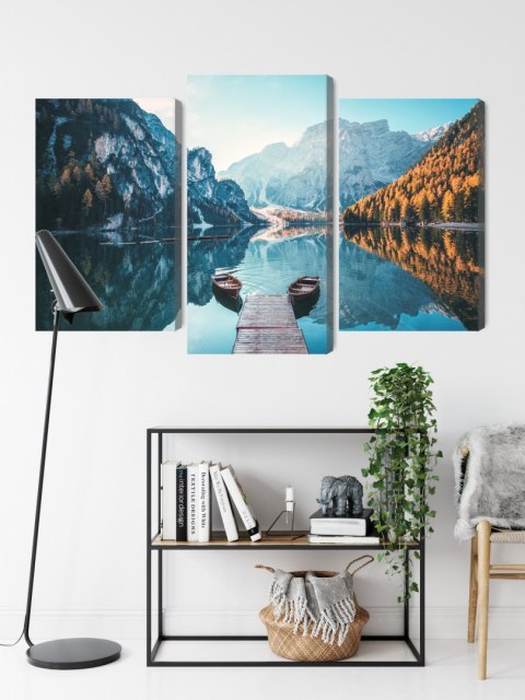 Obraz Wieloczęściowy Jezioro Braies We Włoskich Dolomitach 3D Obraz Wieloczęściowy Jezioro Braies We Włoskich Dolomitach 3D