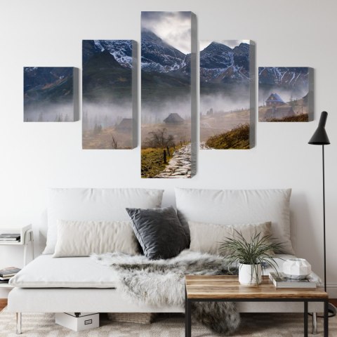 Obraz Wieloczęściowy Mglisty Krajobraz Z Halą Gąsienicową W Tatrach Obraz Wieloczęściowy Mglisty Krajobraz Z Halą Gąsienicową W Tatrach