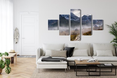 Obraz Wieloczęściowy Mglisty Krajobraz Z Halą Gąsienicową W Tatrach Obraz Wieloczęściowy Mglisty Krajobraz Z Halą Gąsienicową W Tatrach