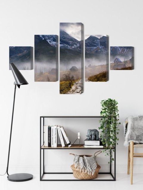 Obraz Wieloczęściowy Mglisty Krajobraz Z Halą Gąsienicową W Tatrach Obraz Wieloczęściowy Mglisty Krajobraz Z Halą Gąsienicową W Tatrach