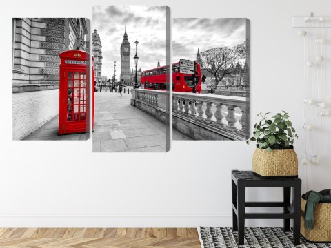 Obraz Wieloczęściowy Czerwona Budka Telefoniczna W Londynie I Big Ben Obraz Wieloczęściowy Czerwona Budka Telefoniczna W Londynie I Big Ben