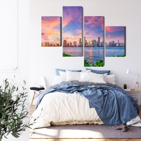 Obraz Wieloczęściowy Panorama Miami Podczas Zachodu Słońca Obraz Wieloczęściowy Panorama Miami Podczas Zachodu Słońca