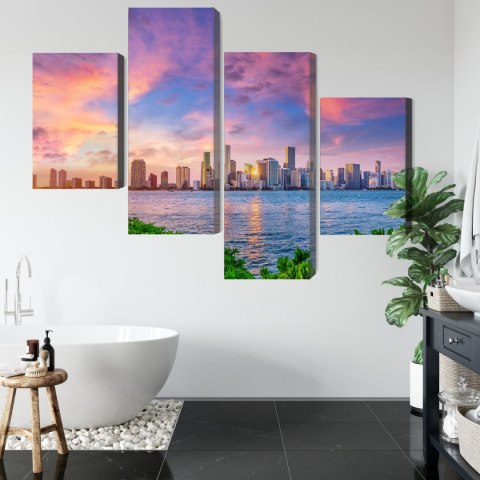 Obraz Wieloczęściowy Panorama Miami Podczas Zachodu Słońca Obraz Wieloczęściowy Panorama Miami Podczas Zachodu Słońca