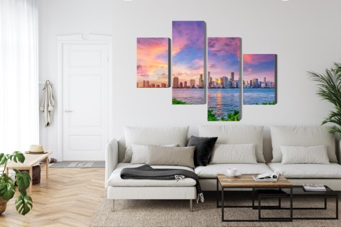 Obraz Wieloczęściowy Panorama Miami Podczas Zachodu Słońca Obraz Wieloczęściowy Panorama Miami Podczas Zachodu Słońca