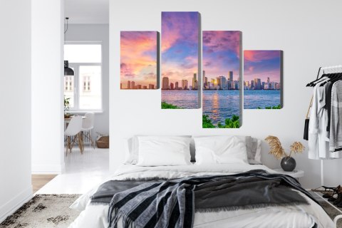 Obraz Wieloczęściowy Panorama Miami Podczas Zachodu Słońca Obraz Wieloczęściowy Panorama Miami Podczas Zachodu Słońca
