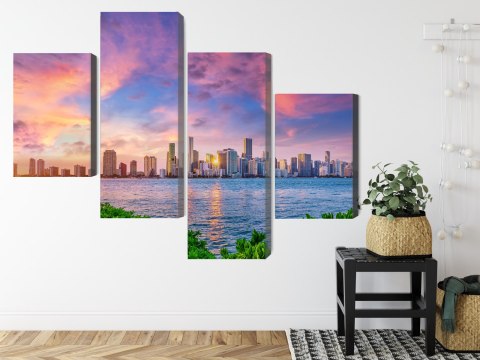 Obraz Wieloczęściowy Panorama Miami Podczas Zachodu Słońca Obraz Wieloczęściowy Panorama Miami Podczas Zachodu Słońca