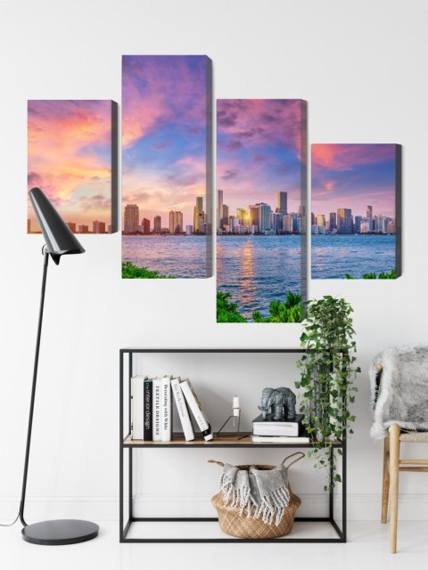 Obraz Wieloczęściowy Panorama Miami Podczas Zachodu Słońca Obraz Wieloczęściowy Panorama Miami Podczas Zachodu Słońca