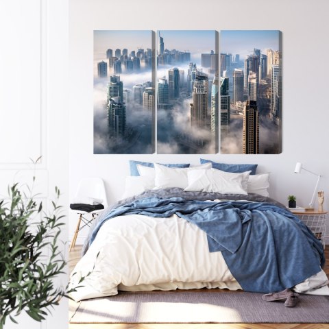 Obraz Wieloczęściowy Panorama Miasta Dubaj We Mgle Obraz Wieloczęściowy Panorama Miasta Dubaj We Mgle