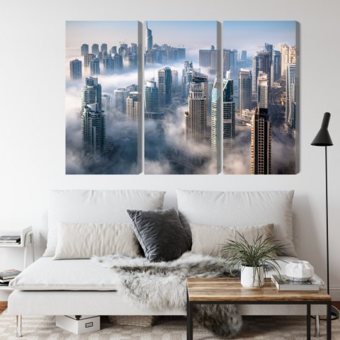Obraz Wieloczęściowy Panorama Miasta Dubaj We Mgle Obraz Wieloczęściowy Panorama Miasta Dubaj We Mgle