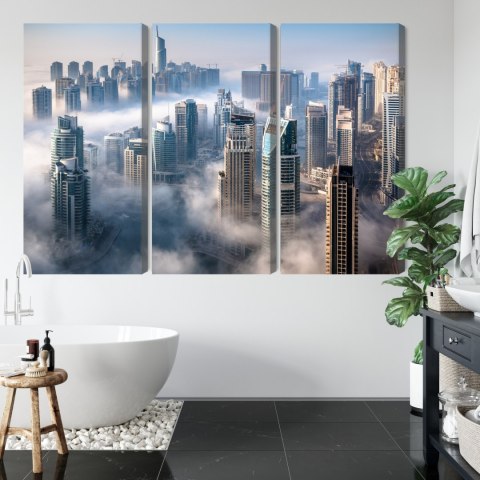 Obraz Wieloczęściowy Panorama Miasta Dubaj We Mgle Obraz Wieloczęściowy Panorama Miasta Dubaj We Mgle