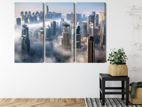 Obraz Wieloczęściowy Panorama Miasta Dubaj We Mgle Obraz Wieloczęściowy Panorama Miasta Dubaj We Mgle