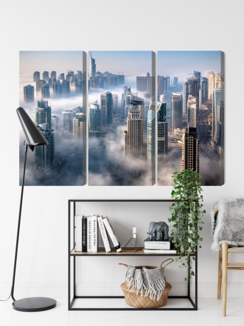 Obraz Wieloczęściowy Panorama Miasta Dubaj We Mgle Obraz Wieloczęściowy Panorama Miasta Dubaj We Mgle