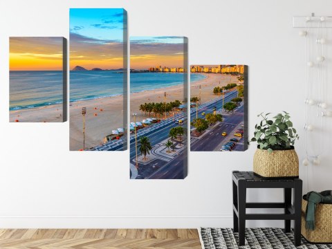 Obraz Wieloczęściowy Widok Na Wschód Słońca Plaży Copacabana I Avenida Obraz Wieloczęściowy Widok Na Wschód Słońca Plaży Copacabana I Avenida