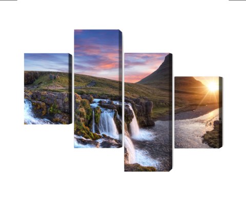 Obraz Wieloczęściowy Góra Kirkjufell Z Wodospadami Obraz Wieloczęściowy Góra Kirkjufell Z Wodospadami