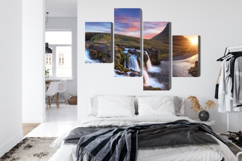 Obraz Wieloczęściowy Góra Kirkjufell Z Wodospadami Obraz Wieloczęściowy Góra Kirkjufell Z Wodospadami