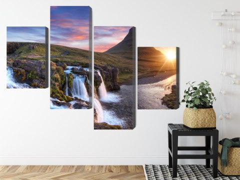 Obraz Wieloczęściowy Góra Kirkjufell Z Wodospadami Obraz Wieloczęściowy Góra Kirkjufell Z Wodospadami