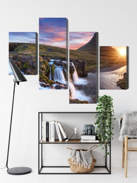 Obraz Wieloczęściowy Góra Kirkjufell Z Wodospadami Obraz Wieloczęściowy Góra Kirkjufell Z Wodospadami