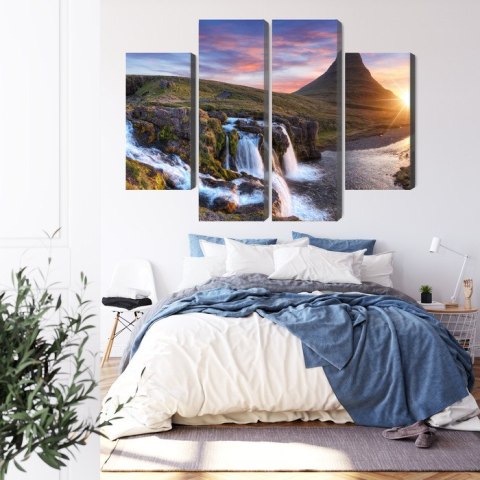 Obraz Wieloczęściowy Góra Kirkjufell Z Wodospadami Obraz Wieloczęściowy Góra Kirkjufell Z Wodospadami