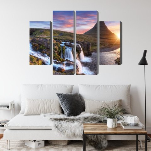 Obraz Wieloczęściowy Góra Kirkjufell Z Wodospadami Obraz Wieloczęściowy Góra Kirkjufell Z Wodospadami