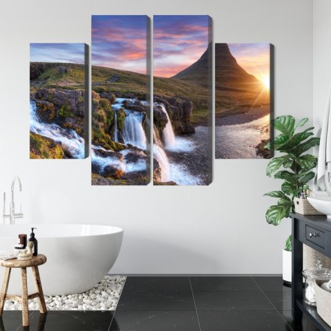 Obraz Wieloczęściowy Góra Kirkjufell Z Wodospadami Obraz Wieloczęściowy Góra Kirkjufell Z Wodospadami