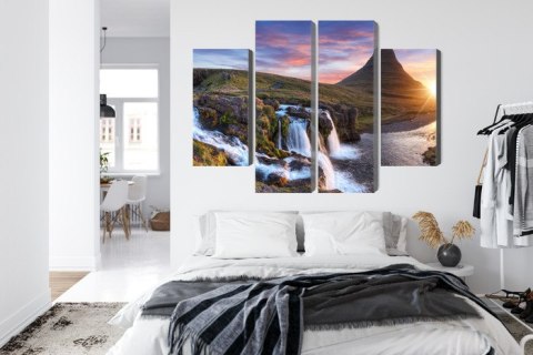 Obraz Wieloczęściowy Góra Kirkjufell Z Wodospadami Obraz Wieloczęściowy Góra Kirkjufell Z Wodospadami