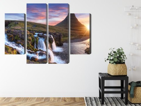 Obraz Wieloczęściowy Góra Kirkjufell Z Wodospadami Obraz Wieloczęściowy Góra Kirkjufell Z Wodospadami