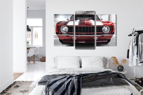 Obraz Wieloczęściowy Czerwony Muscle Car W Garażu Obraz Wieloczęściowy Czerwony Muscle Car W Garażu