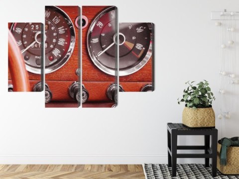 Obraz Wieloczęściowy Liczniki W Samochodzie Retro Obraz Wieloczęściowy Liczniki W Samochodzie Retro