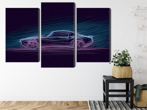 Obraz Wieloczęściowy Neonowy Samochód Mięśniowy Obraz Wieloczęściowy Neonowy Samochód Mięśniowy