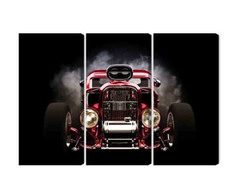 Obraz Wieloczęściowy Samochód Hot Rod Na Tle Dymu Obraz Wieloczęściowy Samochód Hot Rod Na Tle Dymu