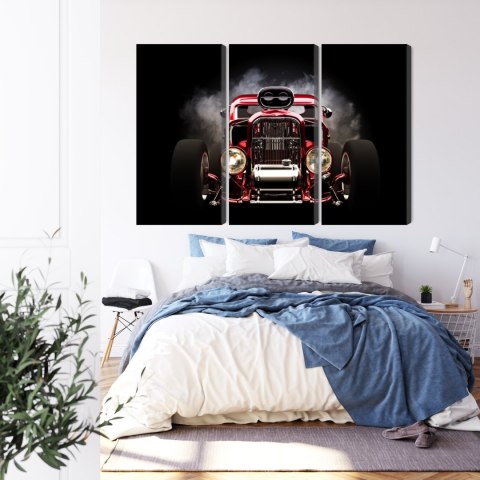 Obraz Wieloczęściowy Samochód Hot Rod Na Tle Dymu Obraz Wieloczęściowy Samochód Hot Rod Na Tle Dymu