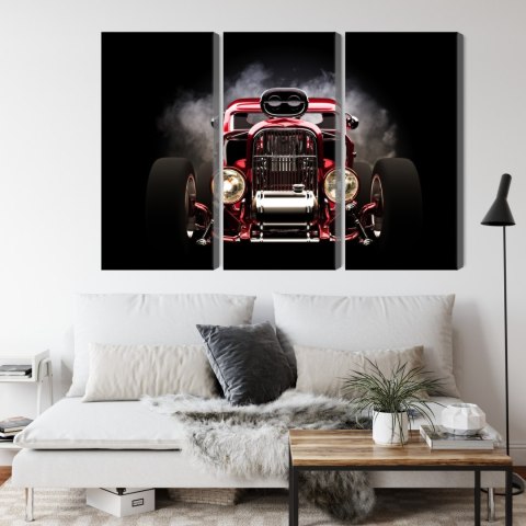 Obraz Wieloczęściowy Samochód Hot Rod Na Tle Dymu Obraz Wieloczęściowy Samochód Hot Rod Na Tle Dymu