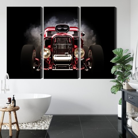 Obraz Wieloczęściowy Samochód Hot Rod Na Tle Dymu Obraz Wieloczęściowy Samochód Hot Rod Na Tle Dymu