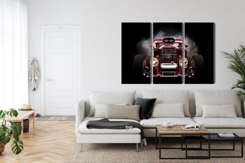 Obraz Wieloczęściowy Samochód Hot Rod Na Tle Dymu Obraz Wieloczęściowy Samochód Hot Rod Na Tle Dymu