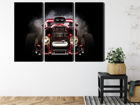 Obraz Wieloczęściowy Samochód Hot Rod Na Tle Dymu Obraz Wieloczęściowy Samochód Hot Rod Na Tle Dymu