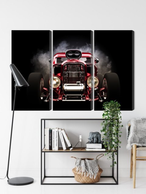 Obraz Wieloczęściowy Samochód Hot Rod Na Tle Dymu Obraz Wieloczęściowy Samochód Hot Rod Na Tle Dymu