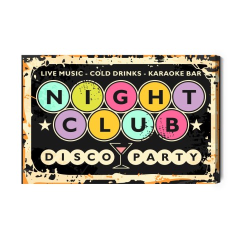 Obraz Na Płótnie Napisy W Klubie Retro Disco Obraz Na Płótnie Napisy W Klubie Retro Disco