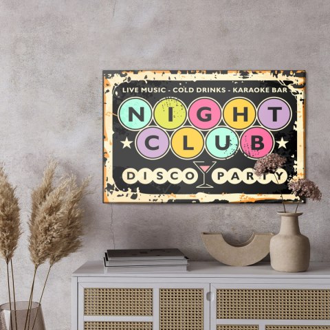 Obraz Na Płótnie Napisy W Klubie Retro Disco Obraz Na Płótnie Napisy W Klubie Retro Disco