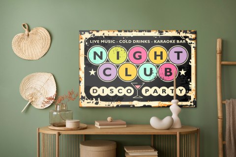 Obraz Na Płótnie Napisy W Klubie Retro Disco Obraz Na Płótnie Napisy W Klubie Retro Disco