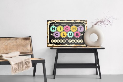 Obraz Na Płótnie Napisy W Klubie Retro Disco Obraz Na Płótnie Napisy W Klubie Retro Disco