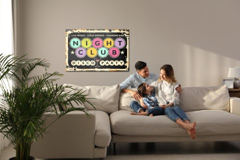 Obraz Na Płótnie Napisy W Klubie Retro Disco Obraz Na Płótnie Napisy W Klubie Retro Disco