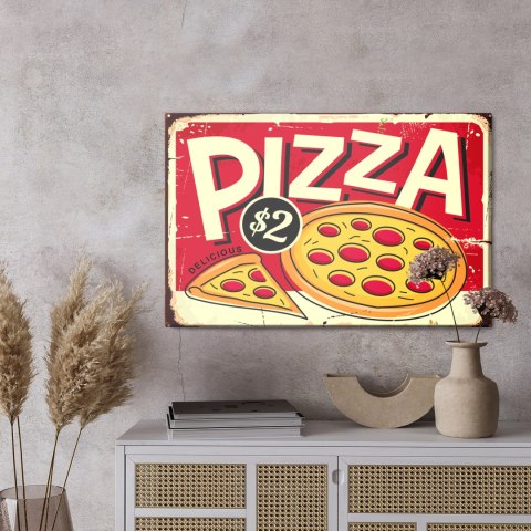 Obraz Na Płótnie Pizza I Napis Retro Obraz Na Płótnie Pizza I Napis Retro