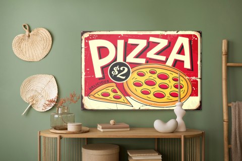 Obraz Na Płótnie Pizza I Napis Retro Obraz Na Płótnie Pizza I Napis Retro