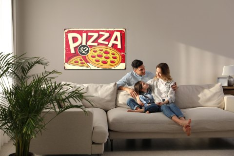 Obraz Na Płótnie Pizza I Napis Retro Obraz Na Płótnie Pizza I Napis Retro