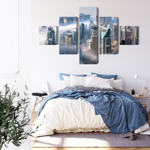 Obraz Wieloczęściowy Panorama Miasta Dubaj We Mgle Obraz Wieloczęściowy Panorama Miasta Dubaj We Mgle
