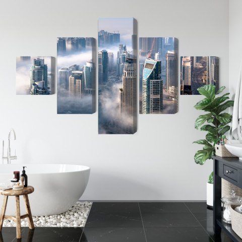 Obraz Wieloczęściowy Panorama Miasta Dubaj We Mgle Obraz Wieloczęściowy Panorama Miasta Dubaj We Mgle