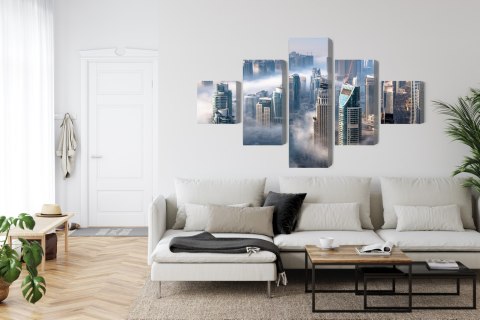 Obraz Wieloczęściowy Panorama Miasta Dubaj We Mgle Obraz Wieloczęściowy Panorama Miasta Dubaj We Mgle