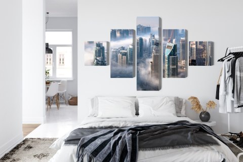 Obraz Wieloczęściowy Panorama Miasta Dubaj We Mgle Obraz Wieloczęściowy Panorama Miasta Dubaj We Mgle