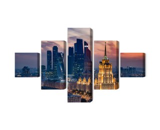 Obraz Wieloczęściowy Widok Z Lotu Ptaka Na Panoramę Moskwy